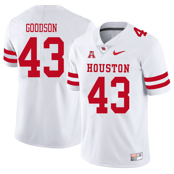 2018 Men #43 Dekalen Goodson Houston Cougars College Football Jerseys Sale-White - Click Image to Close